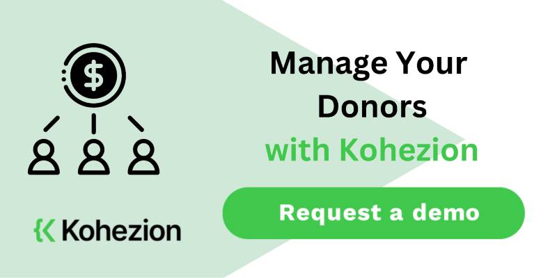 request a demo and manage your donors with kohezion