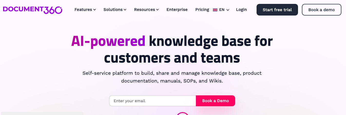 document360 ai powered knowledge base for customers and teams