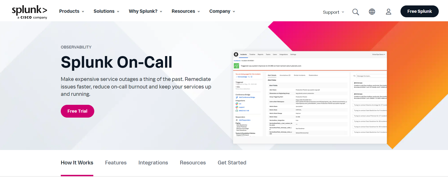 splunk on call service incident management solution