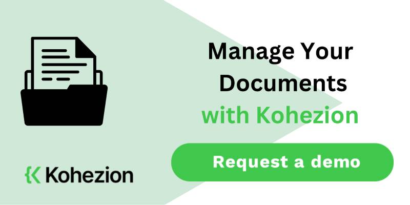 request a demo to manage your documents with kohezion