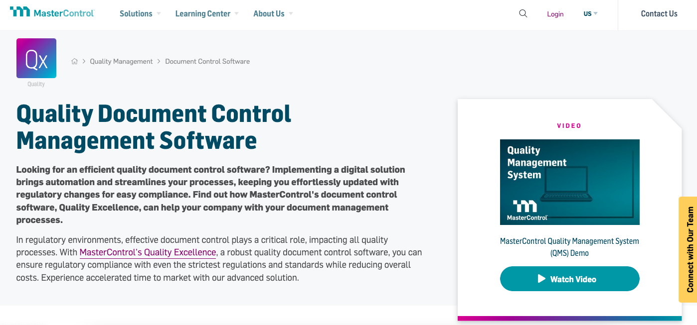 mastercontrol document management and quality management software solution 