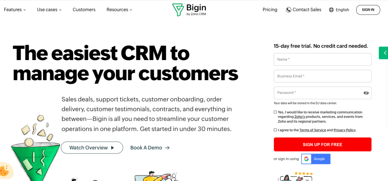 bigin crm tool for small businesses 