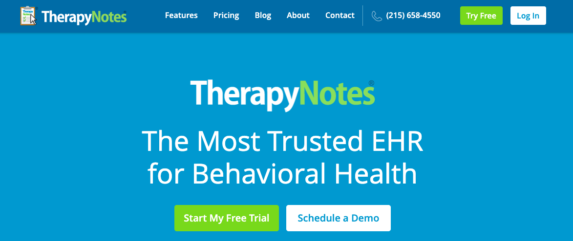 therapy notes emr for mental health professionals