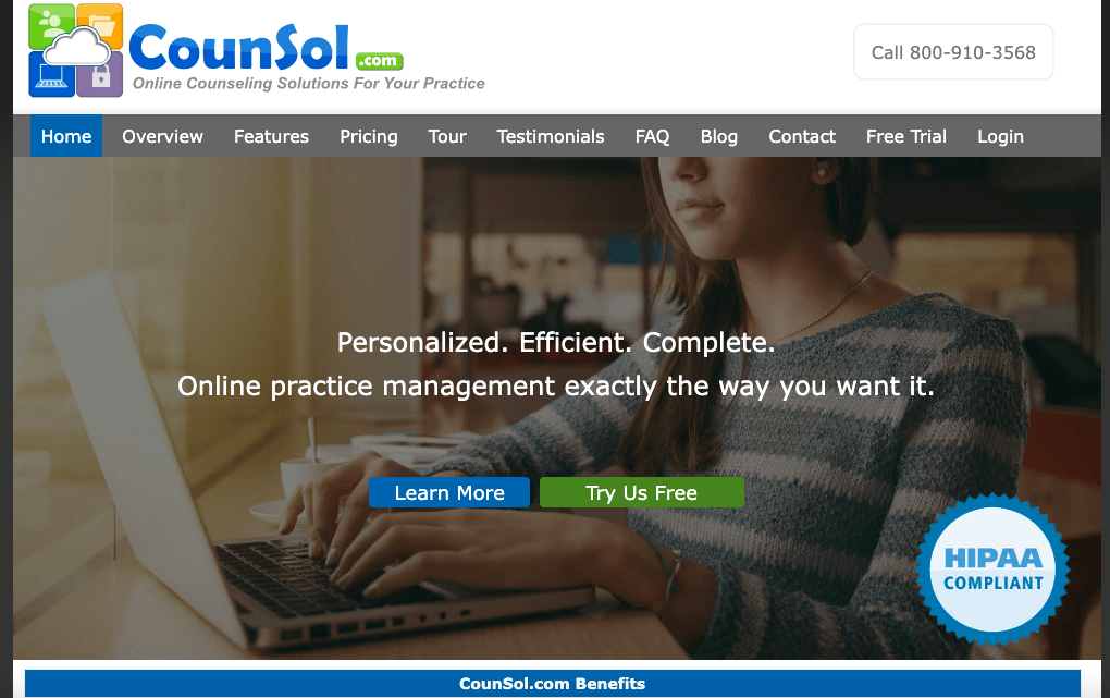 cunsol EMR platform specifically built for counselors and therapists
