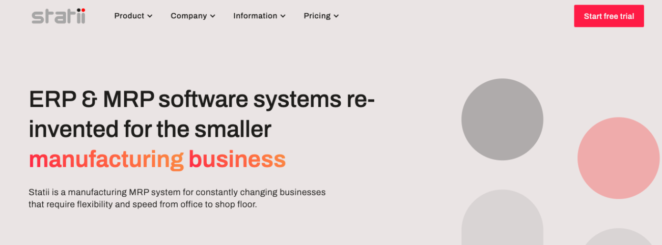 statii cloud-based ERP software designed for small—to medium-sized manufacturing businesses
