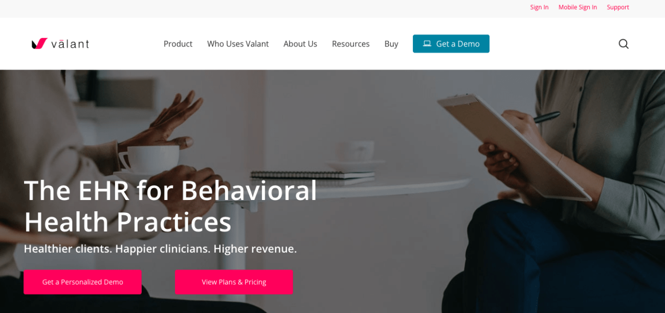 valant EHR and practice management solution for behavioral health providers