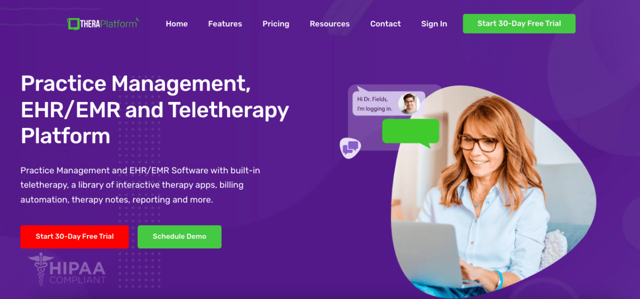  theraplatform ehr, emr and teletherapy platform
