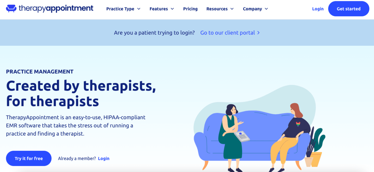 therapy appointment EMR solution designed for therapists and counselors
