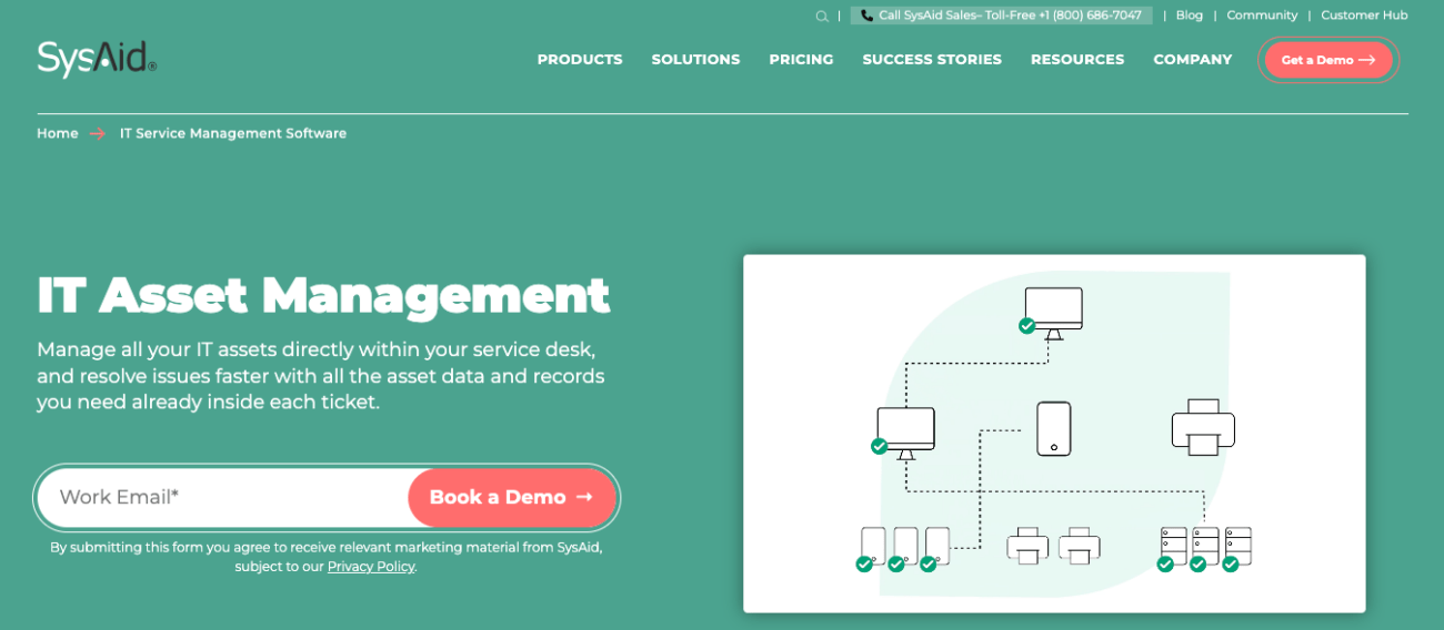 sysaid itam integrated IT asset management solution that combines asset management with IT service management
