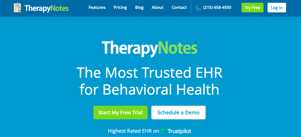 therapynotes EHR tailored for mental health professionals
