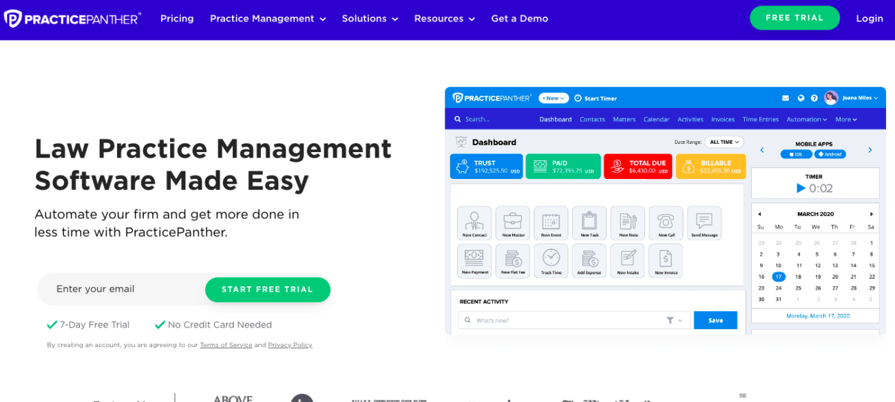 practice panther versatile legal case management system