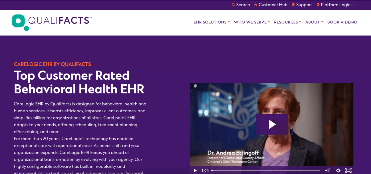 qualifacts carelogic EHR and case management system built for behavioral health practices 