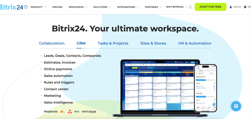 bitrix24 all-in-one CRM and collaboration platform that offers a client portal