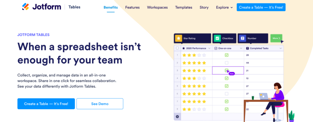 jotform tables workspace platform for team collaboration