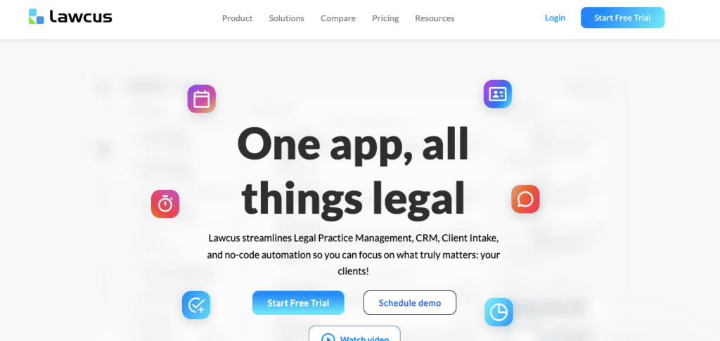 lawcus legal practice management platform with client portal