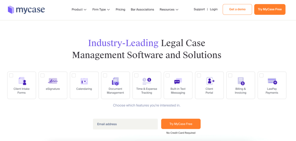 mycase law practice management software that includes a client portal