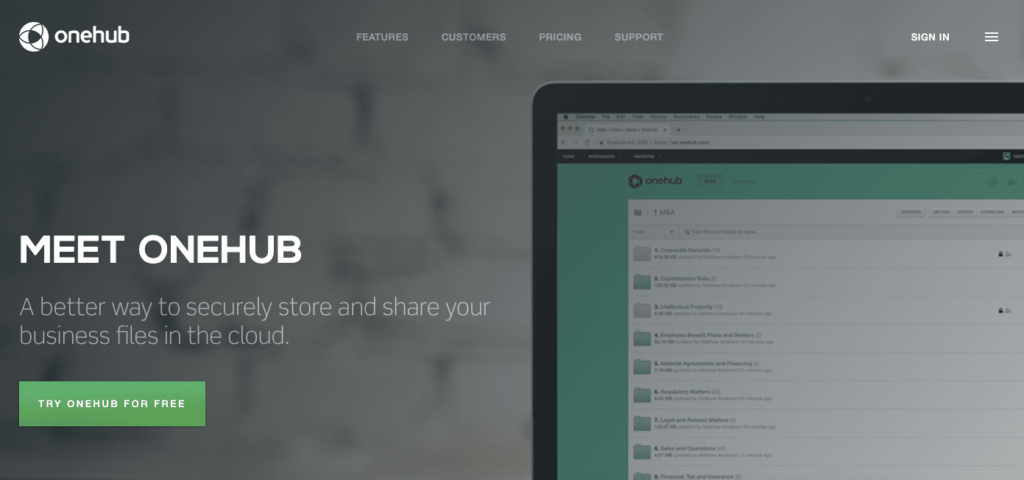 onehub file-sharing and client portal for accountants