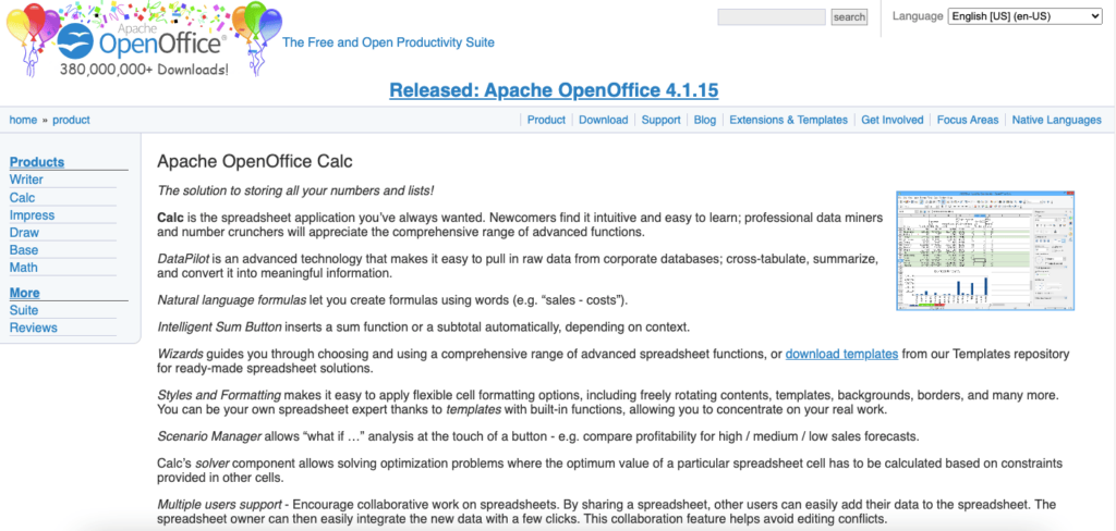 openoffice calc open-source spreadsheet application