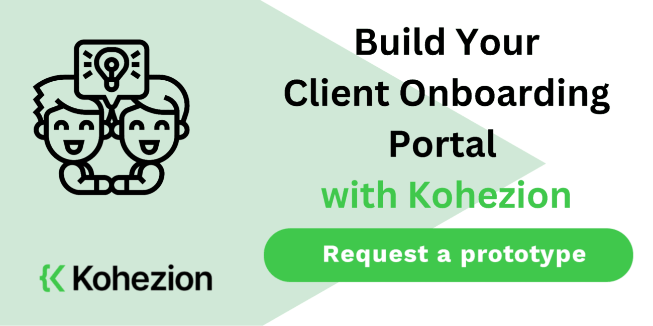 request a demo and build your client onboarding portal with kohezion