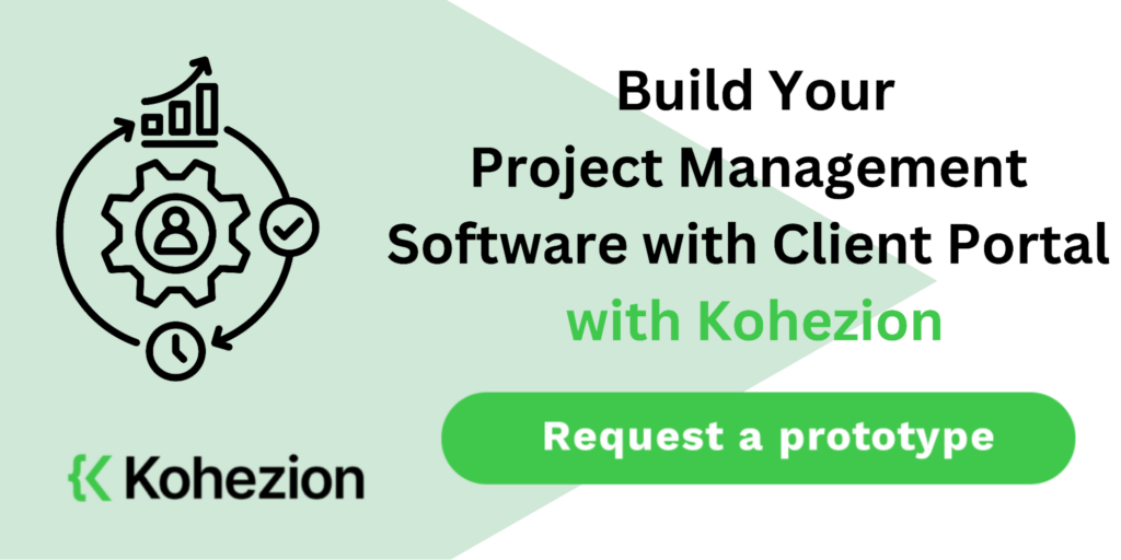 request a prototype project management software with client portal from kohezion