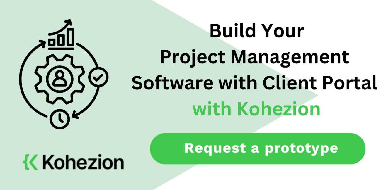 request a demo and build your project management software with client portal with kohezion