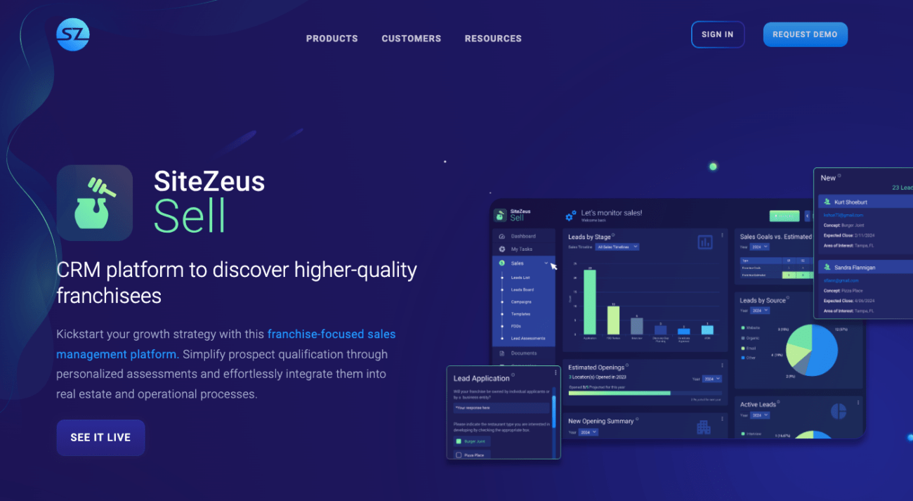 sitezeus crm platform for franchises