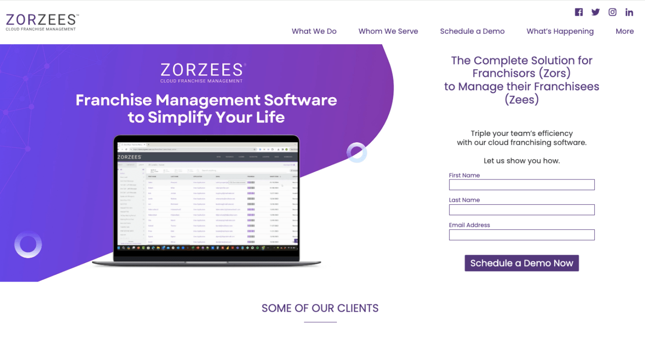 zorzees cloud-based franchisee portal