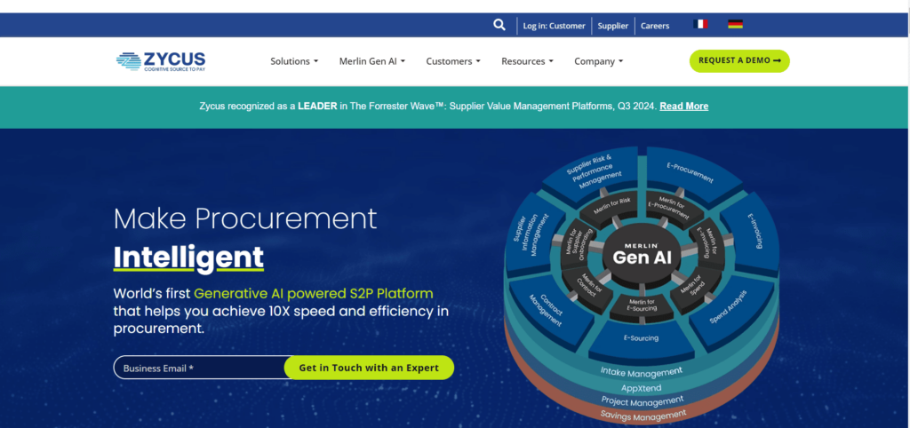 zycus comprehensive procurement platform offering a range of features for vendor management